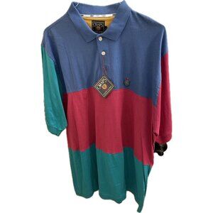 NWT Vtg Y2k CHAPS Ralph Lauren Color Block Polo Shirt XL Retro Blue Pink Rare